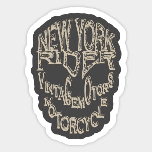 Skull motorcycle rider. New York T-shirt. Sticker